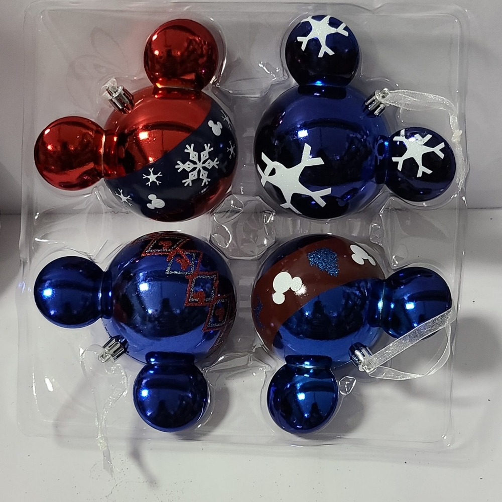 Disney Mickey Mouse Christmas Tree Ornaments Set Of 4pz